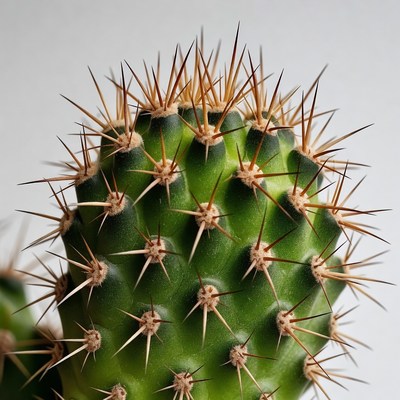 Closeup of spiny green cactus