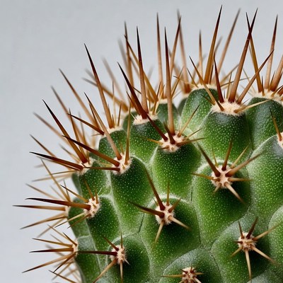 Spiny green cactus on white background