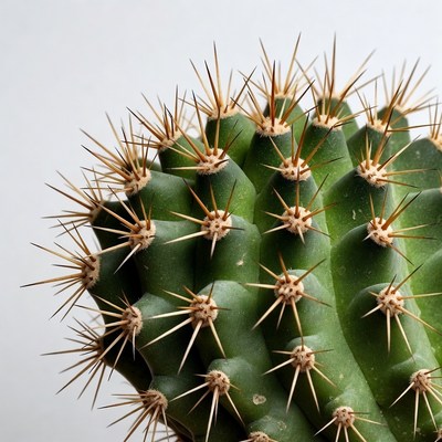 Spiky green barrel cactus
