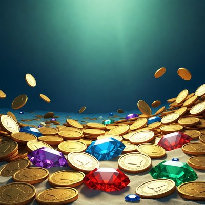 Treasure Chest Overflowing with Gold Coins and Gems