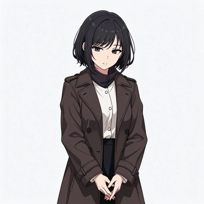 Anime girl in trench coat