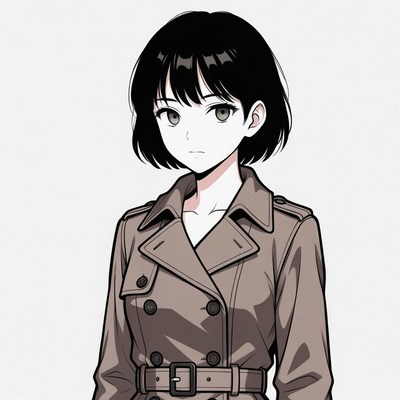 Anime girl in trench coat