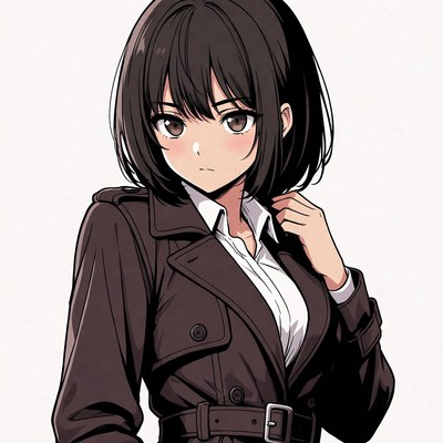 Anime girl in trench coat