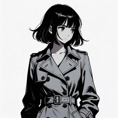Anime girl in trench coat