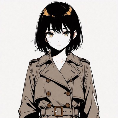 Anime girl in trench coat