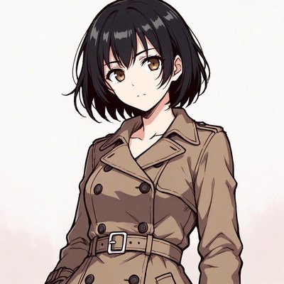Anime girl in trench coat