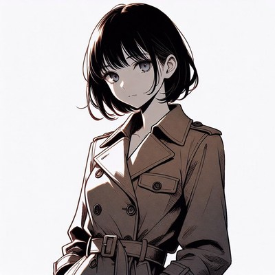 Anime girl in trench coat