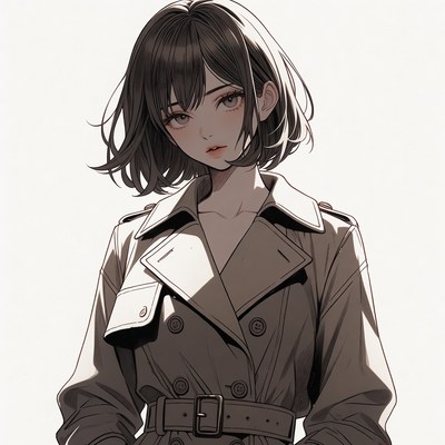 Anime girl in trench coat