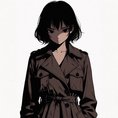 Anime girl in trench coat