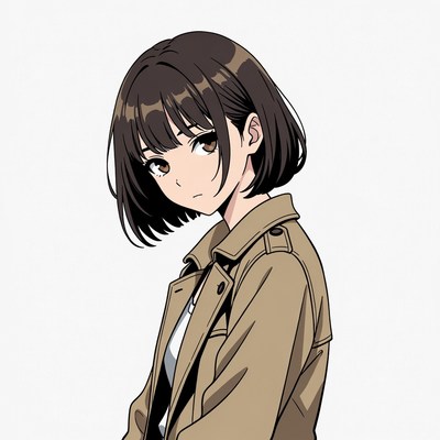 Anime girl in trench coat