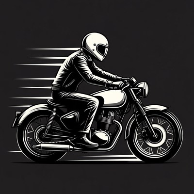 Man riding motorcycle illustration