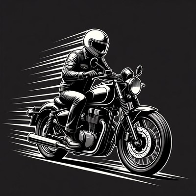 Man riding motorcycle in motion