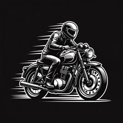 Man riding motorcycle illustration