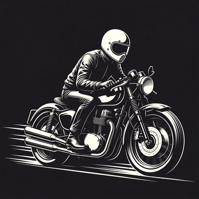 Man riding motorcycle illustration