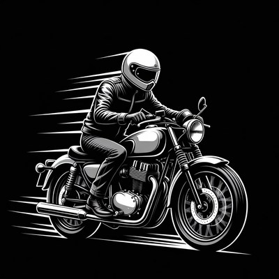 Man riding motorcycle illustration