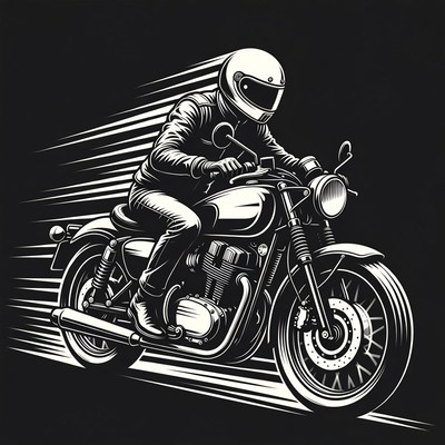 Man riding motorcycle in motion