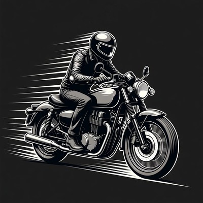 Man riding motorcycle illustration