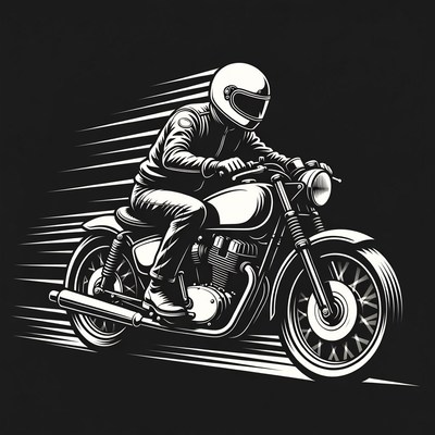 Man riding motorcycle in motion