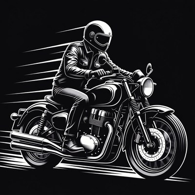 Man riding motorcycle in motion