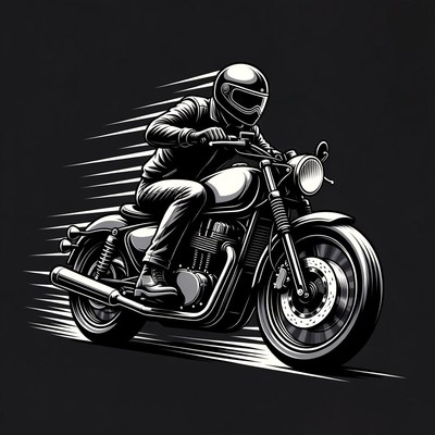 Man riding motorcycle illustration