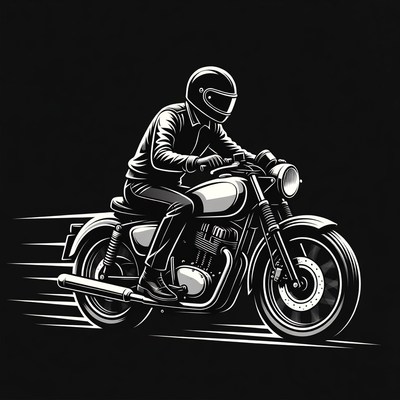 Man riding motorcycle illustration