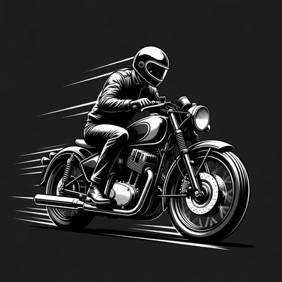 Man riding motorcycle speeding forward
