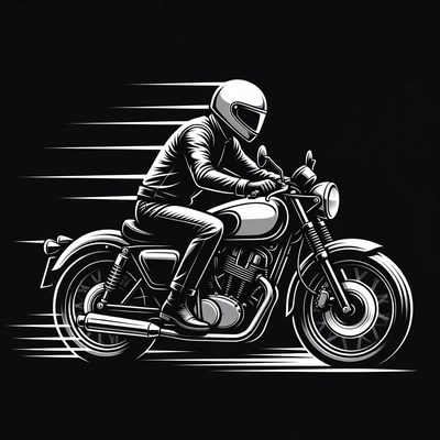 Man riding motorcycle illustration