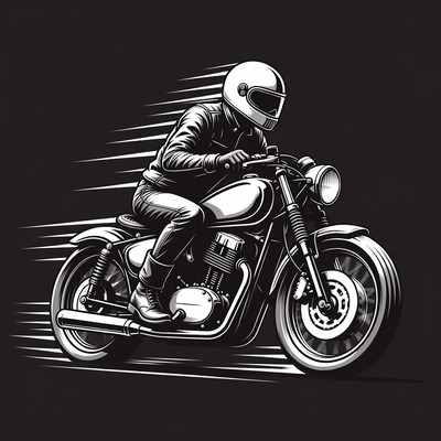 Man riding motorcycle illustration