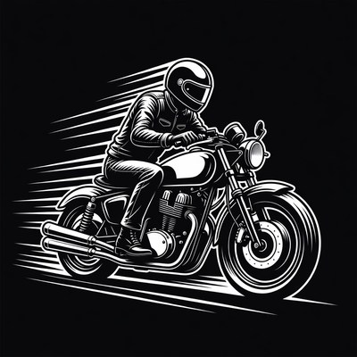 Man riding motorcycle illustration