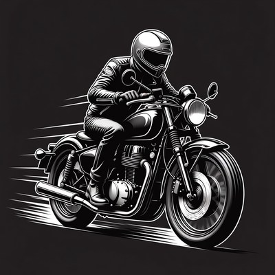 Man riding motorcycle illustration