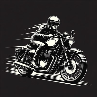 Man riding motorcycle illustration
