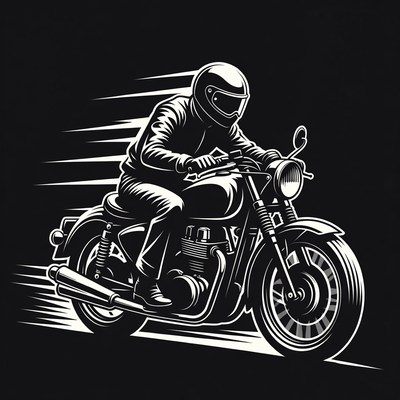 Man riding motorcycle illustration