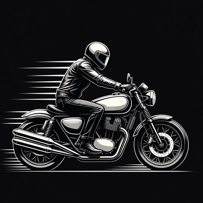 Man riding motorcycle illustration
