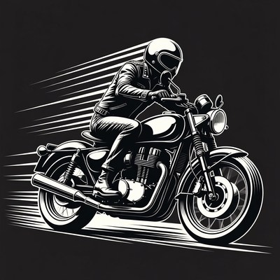 Man riding motorcycle illustration