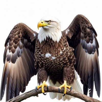 Bald eagle with wings spread