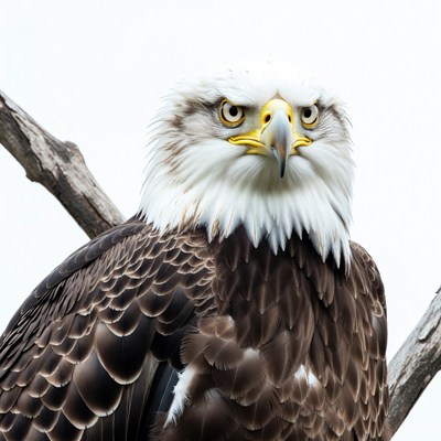 Bald eagle close-up on branch