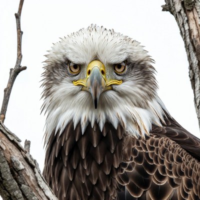 Bald eagle close-up on branch