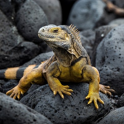 Galapagos Iguana on Lava Rocks