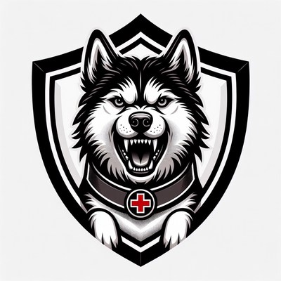 Growling Husky Dog Shield Emblem