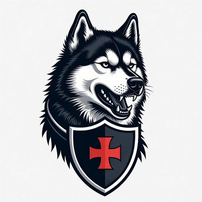 Husky with Black Shield Red Cross