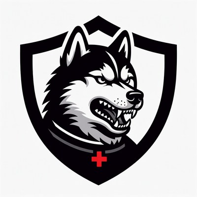 Growling Husky Dog Shield Logo
