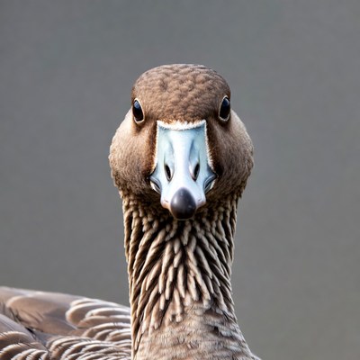 Close-up of greylag goose face