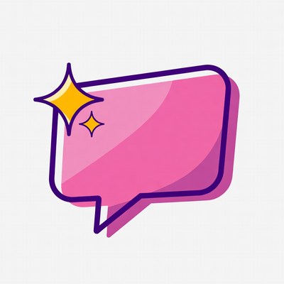 Pink Speech Bubble with Stars