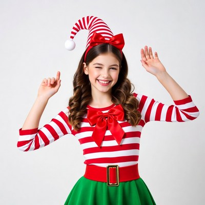 Girl in elf costume dancing