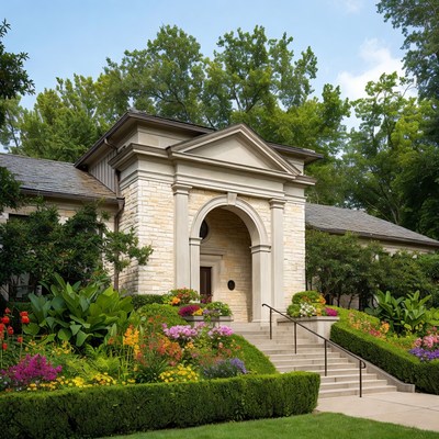 Stone Mansion with Garden Entrance