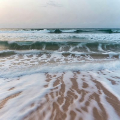 Ocean Waves Crashing on Beach