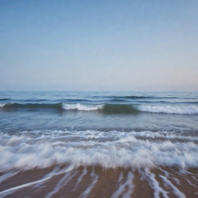 Ocean Waves Crashing on Sandy Beach