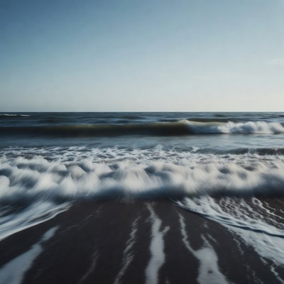 Ocean Waves Crashing on Beach