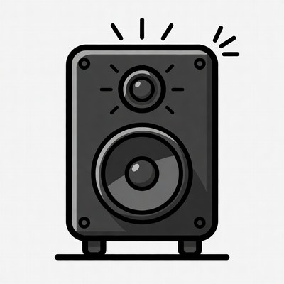 Black Speaker with Sound Waves