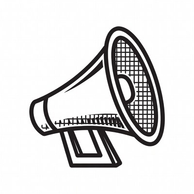 Black line art megaphone illustration